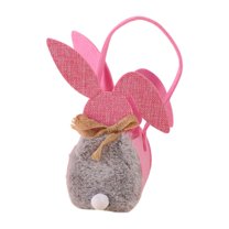 Easter Bags Pink, New Plush Bunny Hunt Egg Candy Bag, Easter Goodie Bag Party Supplies for Classrooms, Party Favors, Kraft Holiday Goody, 9"x3.5"x3.5"