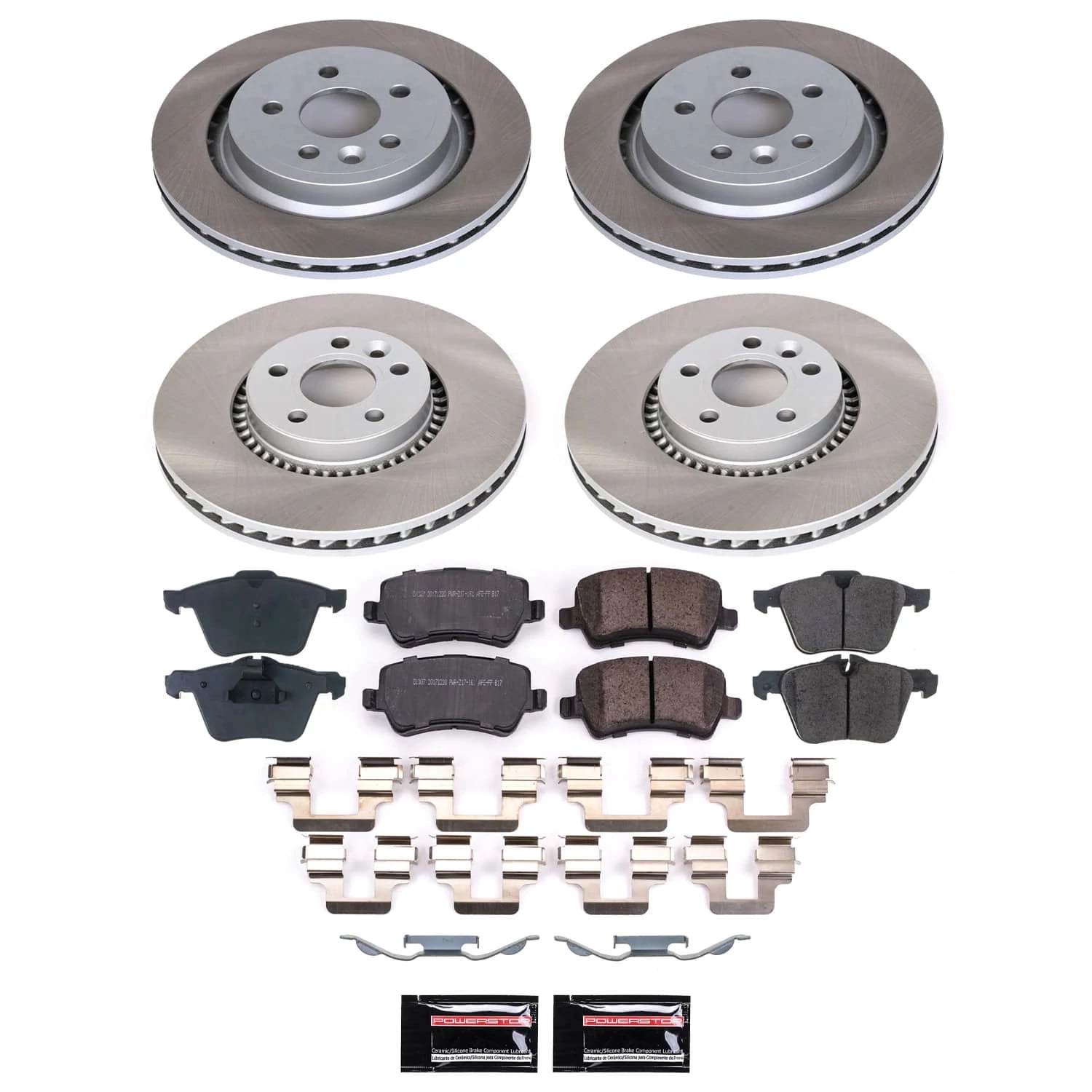 PowerStop Front and Rear Semi-Coated Rotor and Low-Dust Ceramic Brake Pad Kit SC5614