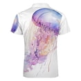 thumbnail image 5 of Marine Life Jellyfish Purple Men Zipper T-shirt Summer Casual Short Sleeve T-shirt Top, 5 of 7