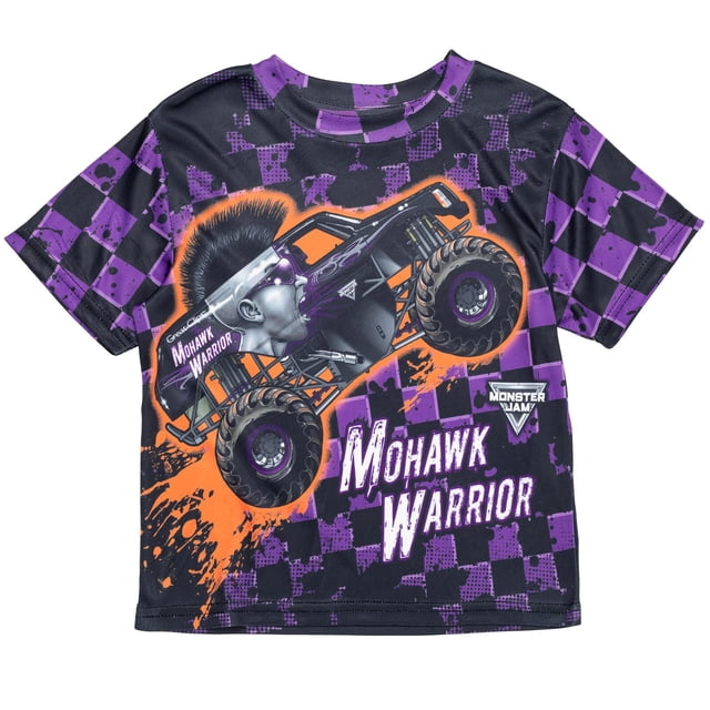 Camiseta Monster Jam Mohawk Warrior Púrpura para niños de 10 a 12 años