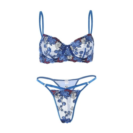 

JeashCHAT Babydoll Lingerie for Women Embroidered Mesh Sexy Underwear Two Piece Set Sexy Underwear