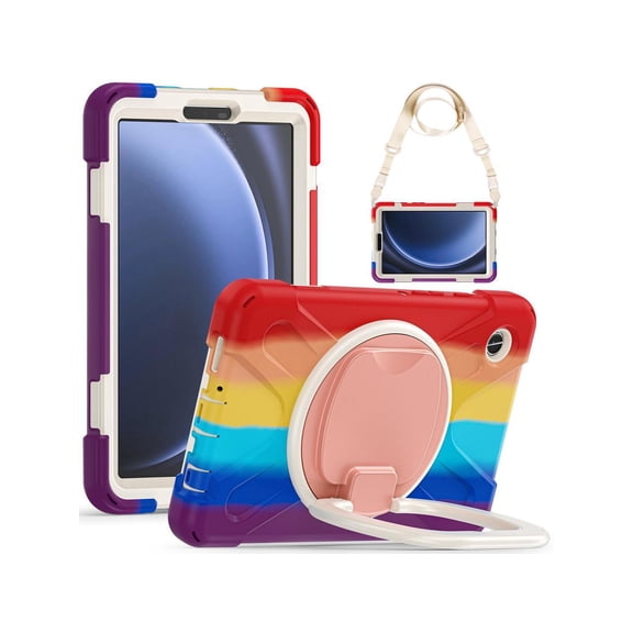 Shockproof Case for Samsung Galaxy Tab A9 Case 8.7 Inch 2023 SM-X110/SM-X115/SM-117 with Pen Holder & 360 Rotating Hand Strap/Shoulder Strap, Kickstand, Protective Cover