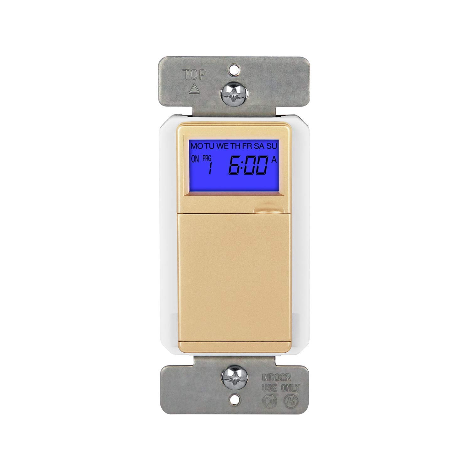 TOPGREENER Digital Astronomic Timer Programmable Listed, UL 120VAC, Wire Sunrise Pole TGT01-H-GD, 7-Day Gold 3-Way, Neutral Single Sunset, Switch, or Required