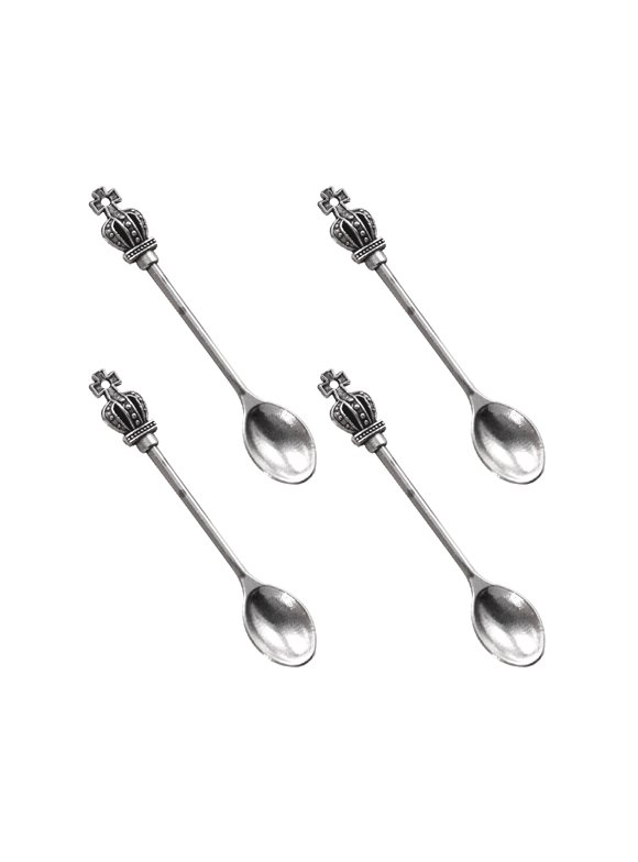 4pcs Alloy Fashion Crown Spoon Necklace Delicate Clavicle Chain Pendants Jewelry for Women Girls