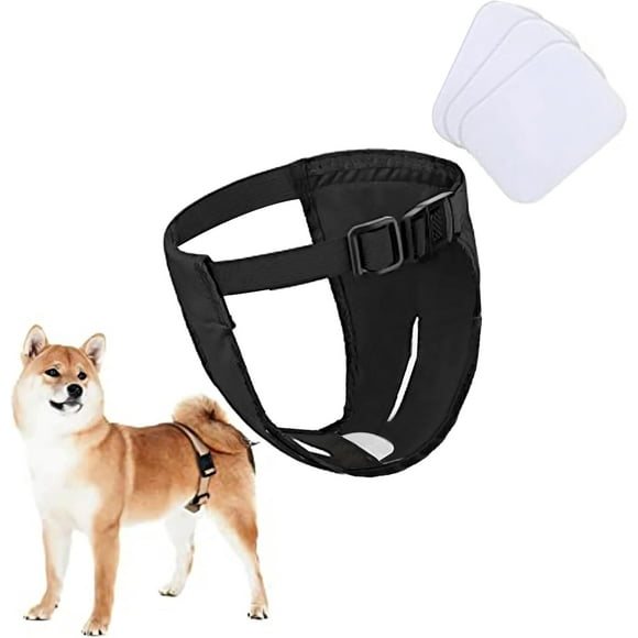 Dog Diapers Female, Female Dog Heat Cycle Reusable Diapers Adjustable Pads for Dogs in Heat Black