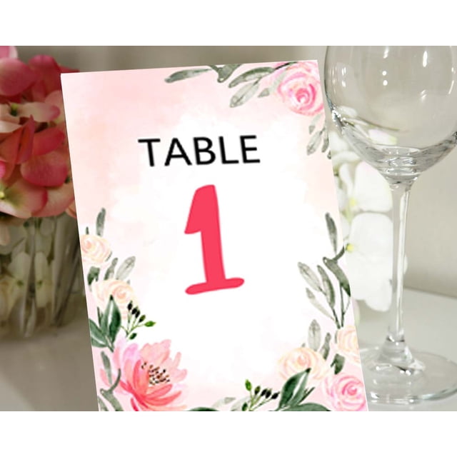 Darling Souvenir Double Sided Print Calligraphy Floral Table Numbers Wedding Reception Table Cards Decor-5" x 7" (1 to 40)