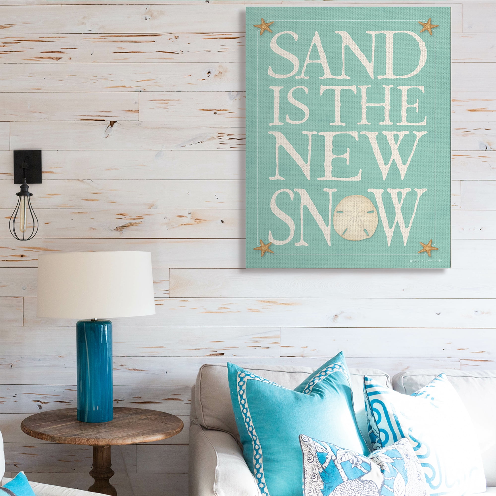 Stupell Industries Sand is the New Snow Nautical Winter Starfish Nature Painting Gallery Wrapped Canvas Art Print Wall Art, 36 x 48
