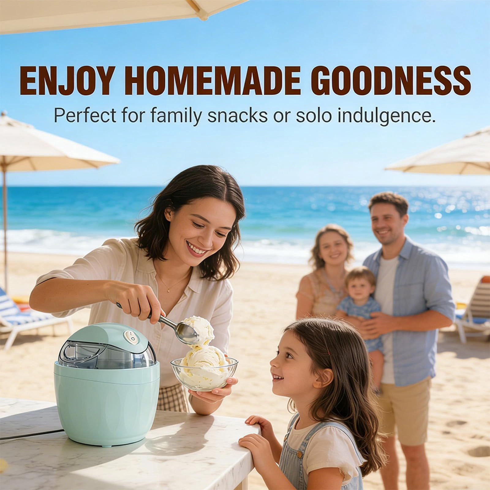 Small Home Mini Ice Cream Maker, Just 15 Minutes, DIY Mini Ice Cream Maker, One-Touch Dessert Maker, Single Serving , Frozen Yogurt, Compact Electric Makers for Kitchen, Family Treats