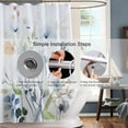 thumbnail image 4 of Cortina de ducha floral, cortinas de baño con flores azules y verdes, cortina de baño con plantas silvestres de primavera y naranja con 12 ganchos, 183 x 183 cm, tela impermeable, 4 of 6