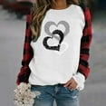 thumbnail image 2 of XIAOCHA Women Double Heart Embellished Sweatshirt Valentine Loose Long Sleeve Round Neck Pullover Spring Soft Daily Top, 2 of 6