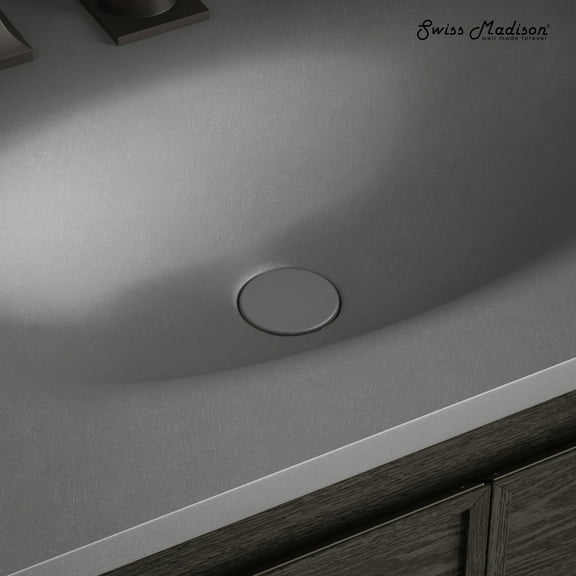 Lisse Concrete Bathroom Sink Non-Overflow Pop Up Drain in Matte Dark Gray