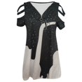 thumbnail image 5 of Pntutb moda mujer cuello pico manga corta tops camiseta verano estampado blusa suelta Pntutb Pntutb-2419, 5 of 5
