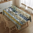 thumbnail image 2 of Blue Pioneer Flower Striped Pattern Rectangle Tablecloth 60"x84",Waterproof Polyester Rectangle Table Cloth, Wipeable Spillproof Polyester Tablecloth for Dining, Camping, Indoor and Outdoor, 2 of 5