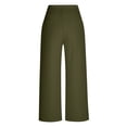 thumbnail image 7 of QATAINLAV Linen Pants for Women Casual Loose Wide Leg Slits Palazzo Trousers Solid Color Drawstring High Waist Pants Summer Beach Vacation Clothes Green XXXL, 7 of 7