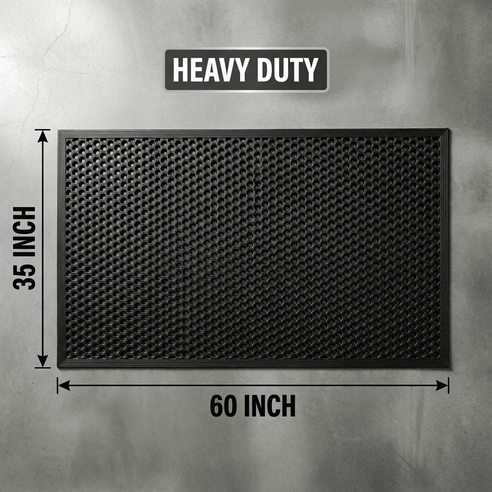 Tenozek Large Rubber Doormat for Outdoor - 60 x 35 inch Heavy Duty Outdoor Drainage Mats with Holes - Waterproof Non Slip Floor Mat for Door, Commercial Kitchen, Pool, Restaurant, Entrance