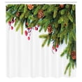 thumbnail image 2 of Ambesonne Christmas Shower Curtain, Tree Branches Cones, 69"Wx75"L, Green Brown, 2 of 4