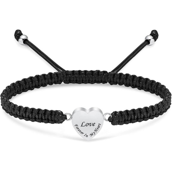 Small Heart Urn Bracelet for Ashes Adjustable Braided Urn Bracelet for Ashes Keepsake Memorial Bangle for Human Pet