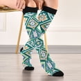 thumbnail image 5 of FORMRS Womens Knee High Socks Casual Long Thick Travel Daily Wear, 2 Pairs, Green Geometric Flowers, 5 of 6