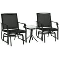 thumbnail image 1 of Outsunny 3 Piece Patio Rocking Chair Set Outdoor Glider Set w/ Glass Table, 1 of 10