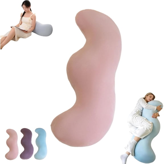 Pea Pod Body Pillow for Side Sleeper,S Shaped Full Body Support Pillow, Soft Ergonomic Pillow for Back, Hip & Leg Support, Hug Pillow with Cooling Fabric, 80cm Small Throw Pillow