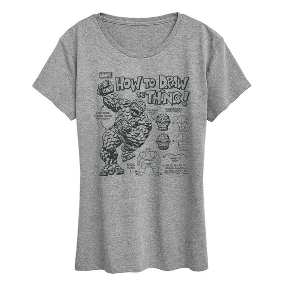 Marvel - How To Draw The Thing - Women's Short Sleeve Graphic T-Shirt