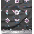 thumbnail image 1 of Soimoi Grey Rayon Fabric Arrow & Anemone Floral Printed Craft Fabric by the Yard 56 Inch Wide, 1 of 3