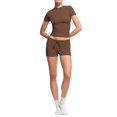 thumbnail image 5 of Women's Cotton 2 Piece Shorts Set Short Sleeve Casual Summer Matching Outfit, 5 of 9