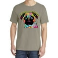thumbnail image 2 of Wild Bobby,Pugs and Kisses Cute Dog Neon Rainbow Pug Dog Lover Garment-Dyed Washed Look Short Sleeve Tees, Sand, Small, 2 of 3