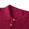 thumbnail image 6 of Mens Waffle Knit Short Sleeve s Shirts Button Up Loose Fit Casual Summer Tops Solid Color Beach Tshirts Wine L, 6 of 7