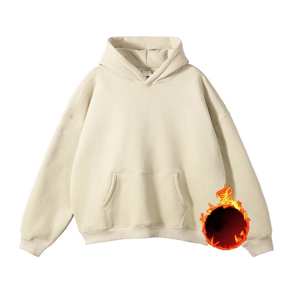 S-5X Big & Tall Hoodies for Men with Front Pocket Plus Size Fleece Lined Sweatshirts Mens Casual Solid Color Long Sleeve Pullover Thermal Hoodie Tops