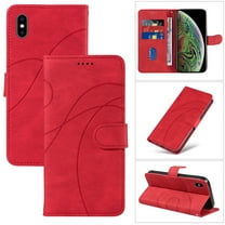 Dteck for Apple iPhone XS/X Wallet Case, Premium PU Leather Flip Folio Card Holders Kickstand Book Folding Case with Detachable Wrist Strap Shockproof Protective Cover, red
