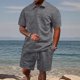 thumbnail image 5 of Pantalones de Carga con Cordón para Hombres, Verano Casual Color Sólido, Conjunto de Botones de Solapa de Manga Corta, 5 of 6