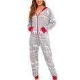 thumbnail image 1 of Avamo Women Long Sleeve Zipper Front Hooded Jumpsuit Sleepwear Onesie Pajamas Set With Pocket Ladies Loose Plaid Romper Playsuit, 1 of 7