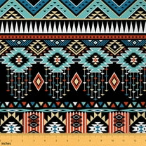 Castle Fairy Tribal Aztec Fabric by the Yard 1 Yard,Black Blue Home Decor Fabric by the Yard,Bohemian Theme Room Decor Fabric by the Yard,Breathable Exotic Style Home Decor