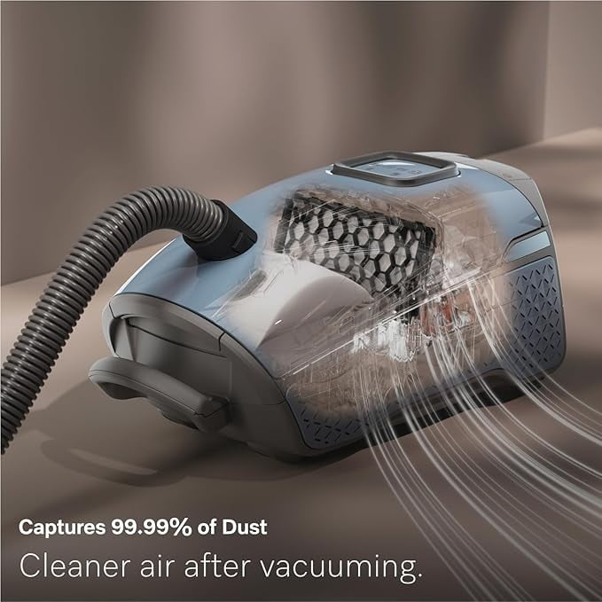 Miele Guard L1 Bagged Canister Vacuum Cleaner with AirClean Filter, Electro Plus Floorhead, AllTeQ Universal Floorhead, LED Display Panel, in Nordic Blue/Space Grey