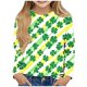 thumbnail image 1 of Blusas y camisas de manga larga con cuello redondo y estampado de San Patricio para niños, blusa informal de manga larga con cuello redondo, blusa de poliéster para niñas, 1 of 4