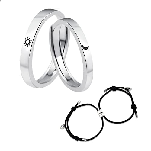 2PCS Couple promise Matching Rings Magnetic Bracelets for Couples