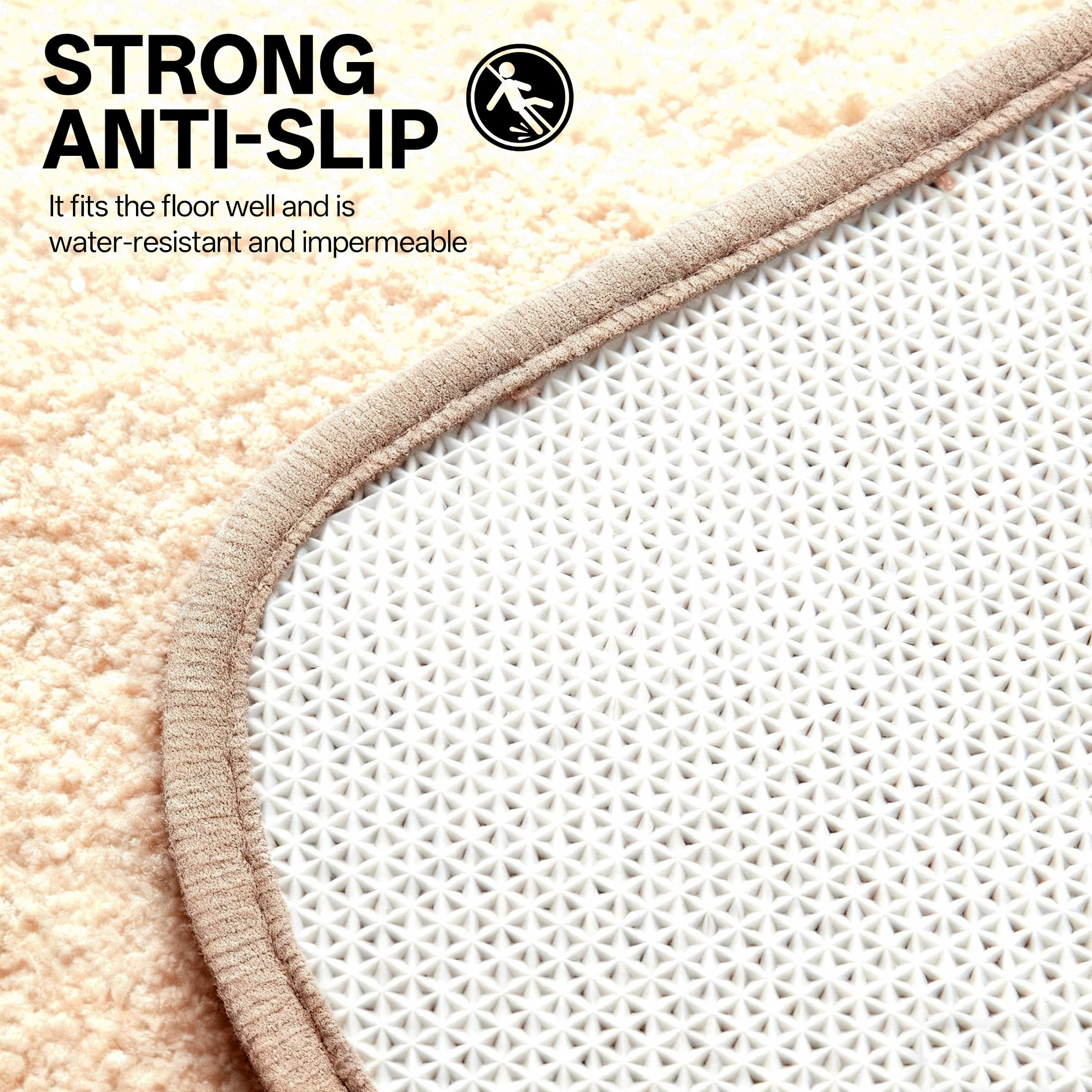 LAMIRO Shag Bath Rug, Non Slip Bath Mat for Bathroom, 16"x24", Sand, Machine Wash