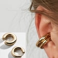 thumbnail image 3 of Pendientes de clip de oreja de metal asimétrico punk con doble clip de oreja redondo para mujer, pendientes de clip de oreja tipo C, joyería, 3 of 6