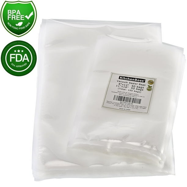 Vacuum Sealer Bags 50 of Each Size 8x12 Quart and 11x16 Gallon