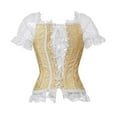 thumbnail image 4 of Aboser Womens Corset Tops Trendy Plus Size Brocade Lace Trim Bustier Top Short Sleeve Boned Overbust Corsets Bodyshaper Going Out Tops, 4 of 6