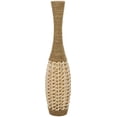 thumbnail image 6 of DecMode Wood/Bamboo Bohemian Curved Round Slender Decorative Vase 7"W x 40"H, with Light Brown Woven Bamboo Strips and Coiled Brown Woven Rope, 6 of 7