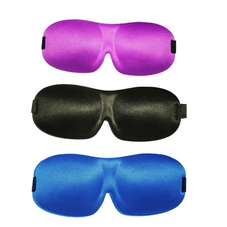 FLORNIX 3Pcs Eye Mask Effective Light Blocking Blindfold Soft and Skin-Friendly Fabric Sleeping Eye Mask for Women/Men Purple & Black & Blue