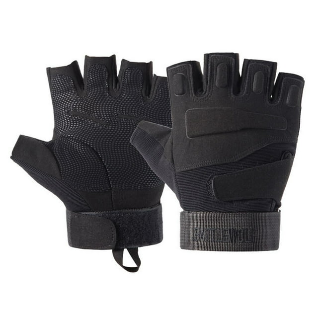 par de guantes de ciclismo de medio dedo, deportivos, a prueba de golpes, transpirables, tácticos, para exteriores, para hombre y mujer (negro, talla M)