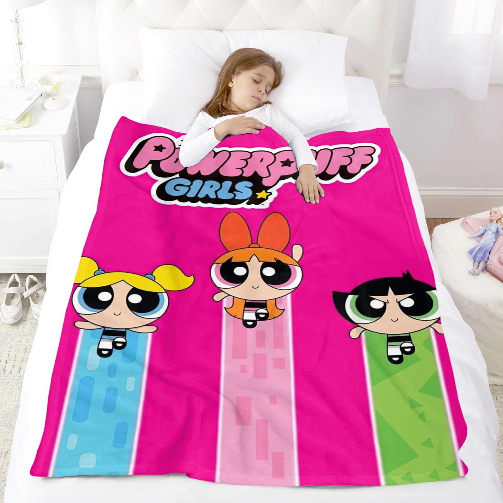 Powerpuff Girls Throw Blanket Gifts for Fans Lover Girls Boys Women Present Hoodie Him Bed 60"x80"