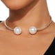 thumbnail image 4 of Collar de bola grande de metal, cadena abierta de clavícula con perlas, collar largo con colgante de perlas y borlas, collar llamativo con cadena de eslabones con cuentas, gargantilla para mujer, 4 of 4