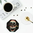 thumbnail image 5 of Disketp Glitch Screaming Skull Funny Coasters,4 Pcs Leather Coasters With Holder, Perfect Housewarming Hostess Gifts,Protect Furniture From Water Marks Scratch, 5 of 9