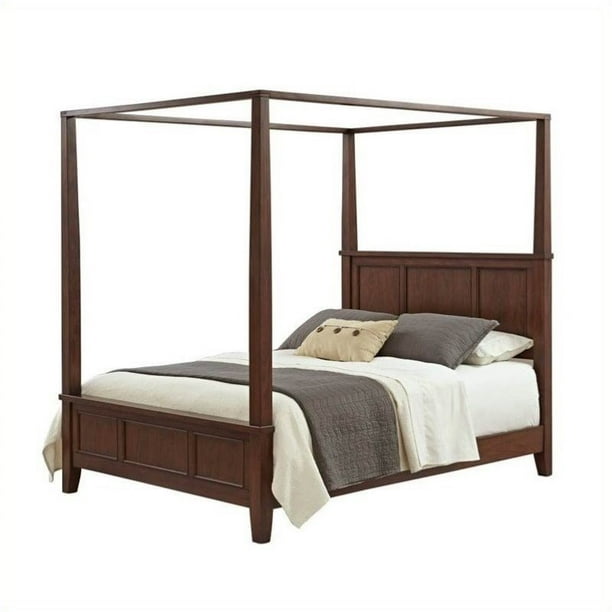 Bowery Hill King Canopy Bed In Classic Cherry Com Bowery Hill King Canopy Bed In Classic, Cherry King Canopy Bed