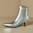 thumbnail image 5 of YLYL Women's Ankle Boots Stiletto Low Kitten Heels Back Zip Pointed Toe Fall Winter Short Boots for Party Wedding Work, 5 of 9