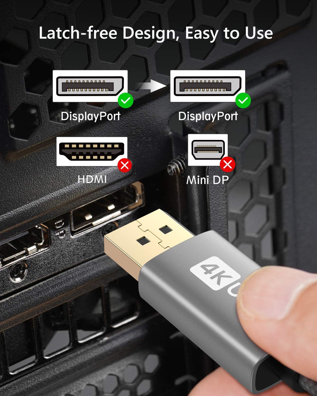 Braided Display Port 1.2 Cable 2K@144Hz 